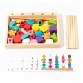 Gioco geometrico in legno con perline colorate e schede per l'apprendimento - Set Scatola in Legno per Allacciatura a Cinque Colonne