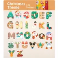 Set di 26 lettere magnetiche dell'alfabeto a tema natalizio per bambini con scatola gialla - Tema Natalizio