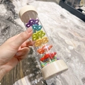 Handheld wooden rainmaker toy with colorful beads and rainbow discs for early music education - Large Rainmaker