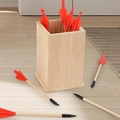 Traditional wooden pitch-pot game set with square container and red-feathered arrows - Traditional Style (P0.85投壶游戏)