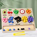 Gioco di smistamento frutta in legno con perle colorate e clip per abilità motorie fini - Stile di Smistamento Frutta
