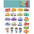 Set da 22 calamite per frigorifero con cartoni animati di veicoli e personaggi - Tema Trasporti e Professioni