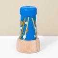 Klassisches Holz-Kaleidoskop-Spielzeug mit blauem Sternenmuster und Holzbasis - Blau
