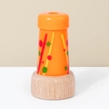 Klassisches Kaleidoskop-Spielzeug mit bunten Mustern und einem Natürlichen Holzsockel - Orange