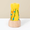 Classic kaleidoscope toy with bright yellow cylinder and natural wooden base for kids - Yellow