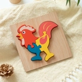 Puzzle gallo in legno per bambini con grandi pezzi di animali 3D facili da impugnare - Gallo