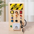 Pannello sensoriale Montessori in legno con interruttori LED e manopole per bambini - Busy Board Lungo con Amperometro LED