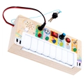 Pannello sensoriale in legno per bambini con interruttori, luci LED e disegni di animali - Busy Board Tastiera Elettronica