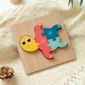Wooden 3D turtle puzzle for toddlers with colorful geometric shapes and natural finish - Turtle