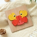 Wooden 3D cartoon crab puzzle for kids' early education on a cozy woven background - Crab