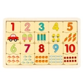 Wooden educational puzzle board with colorful numbers and animal matching for kids - Number Matching