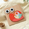 Educational wooden snail puzzle for toddlers with colorful blocks on a natural base - Snail