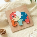 Wooden elephant puzzle for kids with colorful 3D blocks for early learning - Elephant