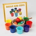 Set Montessori in legno per smistamento colori con 7 tazze e palline per bambini - Smistamento 7 Colori Palle e Tazze