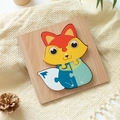 Wooden 3D fox puzzle for kids with thick colorful pieces for early learning play - Fox