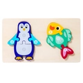 Puzzle educativo in legno con pinguino e pesci per l'apprendimento dei numeri dei bambini - Pinguino e Pesce