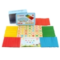 Magnetic math learning set with colorful counting rods and wooden tiles in a blue iron box - Blue Magnetic Tin Box Arithmetic Sticks