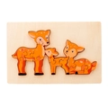 Wooden deer family puzzle for toddlers featuring colorful animal blocks and baseboard - Deer