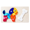 Puzzle Montessori in legno per bambini con cane colorato e osso, numeri da 1 a 7 - Cane e Osso