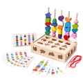 Giocattolo Montessori in legno con perle geometriche e pilastri per colori e forme - Scatola Logica con Colonne Impilabili e Corrispondenza Forme