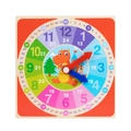 Orologio educativo in legno arcobaleno con dinosauro per insegnare l'ora ai bambini - Dinosauro