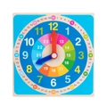 Colorful educational wooden clock for kids with 12/24 hour scales and rotating hands - Blue Number Style