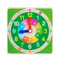 Green wooden educational clock with 24-hour markers and colorful teaching numbers - Green Number