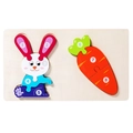 Holzpuzzle mit Hase und Karotte und Zahlen 1-8 für die kognitive Entwicklung - Hase und Karotte