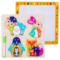 Double-sided wooden animal number puzzles with whiteboard and marker for kids - Sheep and Rabbit