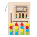 Wooden Montessori busy board with colorful sliding beads and logic color sorting puzzle - New Model with Pen 4 Colors Game