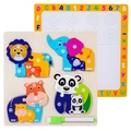 Wooden animal puzzle set with lion panda elephant and numbers 1-18 for early learning - Lion and Elephant