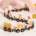 Magnetic wooden number train toy featuring colorful digits and illustration patterns - Number Style