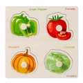 Wooden peg puzzle for toddlers featuring vegetable shapes like tomato, pepper and pumpkin - YY-3243-2 Vegetable Theme