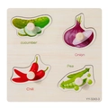 Wooden vegetable puzzle toy for toddlers featuring cucumber onion chili and pea motifs - YY-3243-3 Vegetable Theme