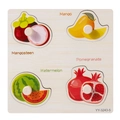 Educational wooden fruit puzzle for toddlers featuring easy-grip knobs and color labels - YY-3243-5 Fruit Theme