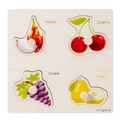 Wooden fruit puzzle with pitaya cherry grape and pear for infant motor skills - YY-3243-6 Fruit Theme