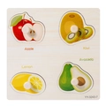 Wooden fruit peg puzzle with apple and avocado patterns for early toddler learning - YY-3243-7 Fruit Theme