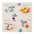 Space themed wooden puzzle for toddlers with aircraft, rocket and helicopter blocks - YY-3243-10 Space Theme