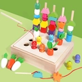 Montessori Holzspielzeug-Set mit Magnetfischen und Karottenernte-Spiel für Kinder - Angeln Karottenziehen Sortierbox