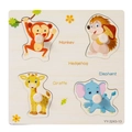 Wooden animal puzzle board with monkey and giraffe pieces for toddlers learning - YY-3243-13 Forest Animal Theme