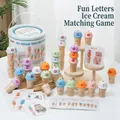 Set gioco educativo gelato in legno con lettere e numeri per l'apprendimento - Secchiello Gelato Riconoscimento Digitale