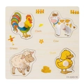 Wooden farm animal puzzle with round knobs featuring cow, sheep, duck and cock - YY-3243-14 Farm Animal Theme