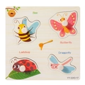 Wooden peg puzzle featuring colorful bee butterfly ladybug and dragonfly insect shapes - YY-3243-17 Insect Theme