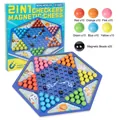 2-in-1 magnetisches Dame- und Schachbrett mit bunten Murmeln für Multiplayer-Spiele - 2-In-1 Minen-Schach Und Dame