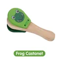 Handcrafted wooden frog castanet clapper with a green cartoon face for baby music education - Frog Castanet (Green)