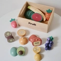 Ensemble de fruits en bois aimantés avec caisse de rangement pour jeux d'imitation - Groupe de Fruits en Bois