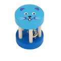 Blue wooden mouse themed baby rattle toy with five pillars and internal metal bell - Mouse Five-Pillar Rattle (Blue)