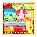 Puzzle animale in legno con motivi di veicoli colorati per bambini piccoli - Veicolo (Stile Sottile)