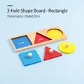 Three-hole geometric wooden puzzle with handle knobs for early childhood learning - 3-Hole 3-Color Geometric