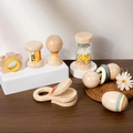 7-delige Montessori houten baby rammelaar set voor sensorische grip en vroege educatie - 7-Delige Set (Regenmaker)